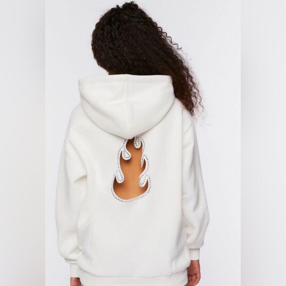 Studded Flame Cutout Hoodie